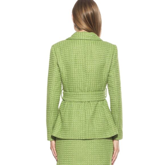 NWT Alexia Admor Sage Tweed 'Olya' Plaid Pattern Belted Blazer - Picture 4 of 4
